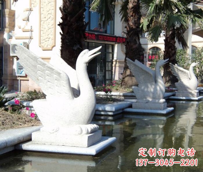 宁波小区景观大理石天鹅喷泉石雕