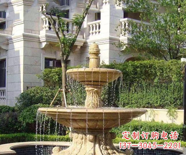 宁波小区景观晚霞红多层喷泉石雕 (4)
