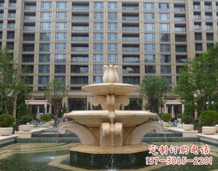 宁波小区景观晚霞红喷泉石雕 (2)