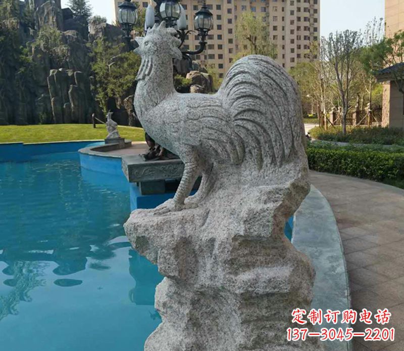 宁波小区十二生肖鸡动物石雕