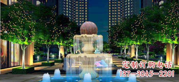 宁波小区石来运转风水球石雕喷泉