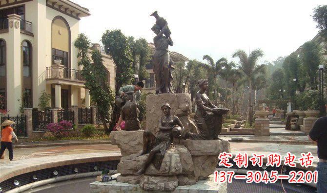宁波小区西方美女喷泉人物铜雕