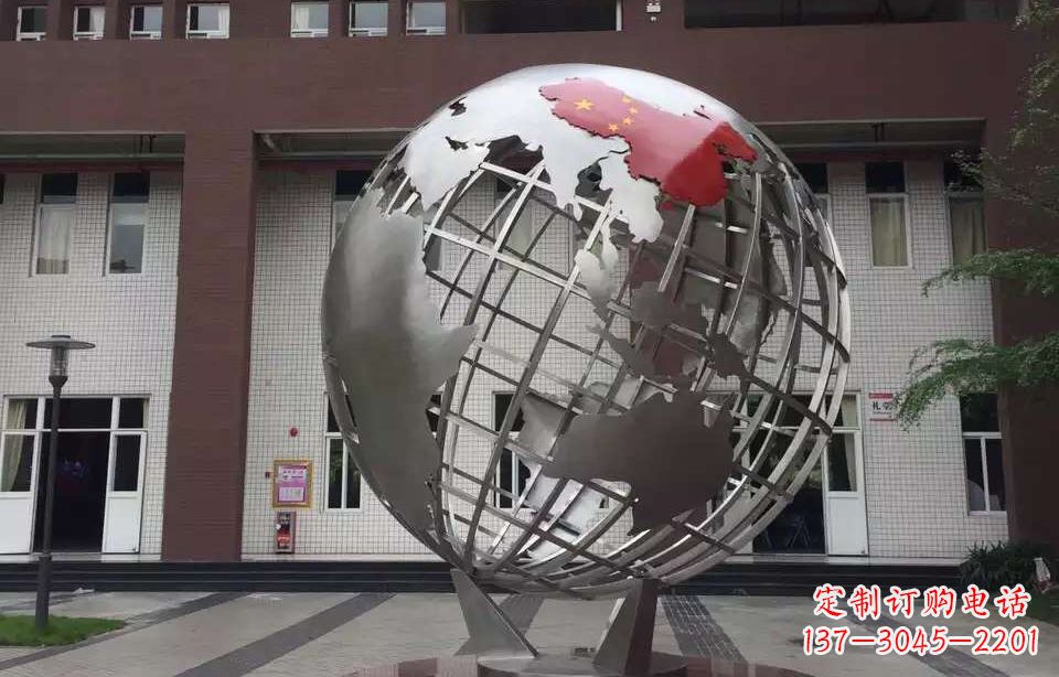 宁波校园不锈钢地球仪雕塑 (4)
