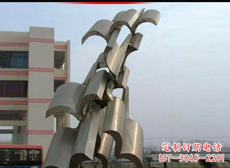宁波校园不锈钢书本景观雕塑
