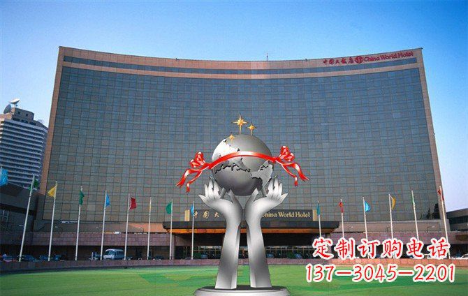 宁波校园不锈钢双手捧地球雕塑