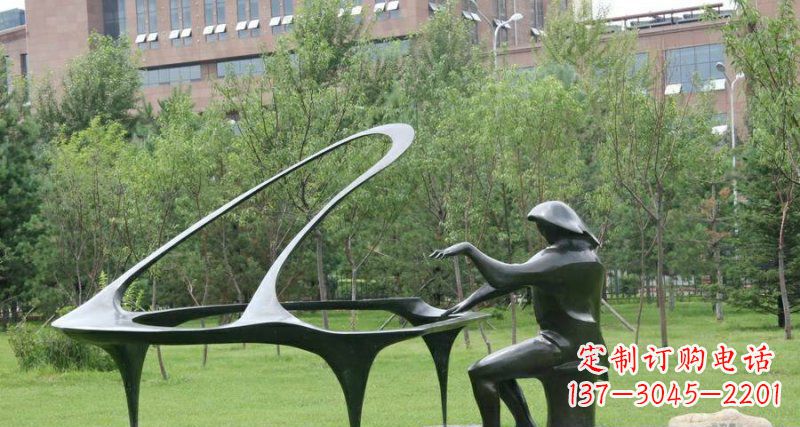 宁波校园弹钢琴景观铜雕