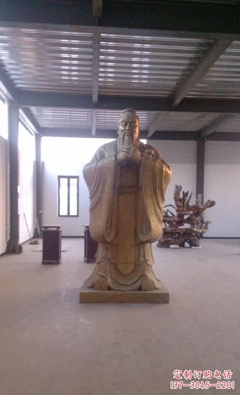 宁波校园仿铜老子玻璃钢名人雕塑