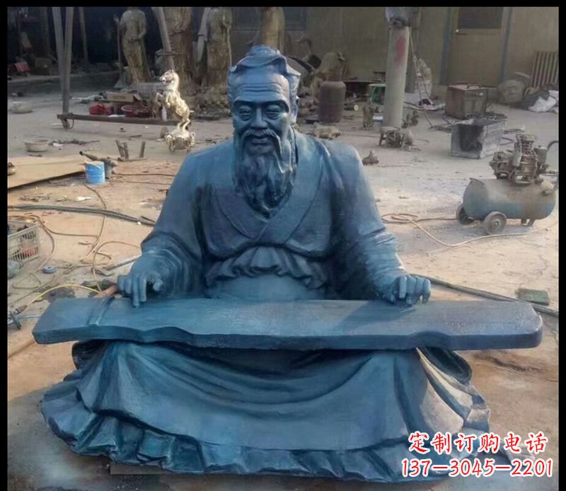 宁波校园孔子弹琴铜雕