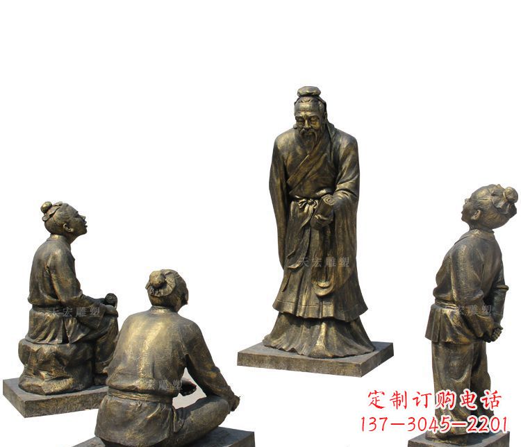 宁波校园孔子讲学铜雕塑