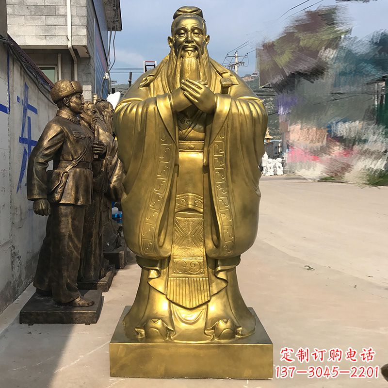 宁波校园孔子铜雕像