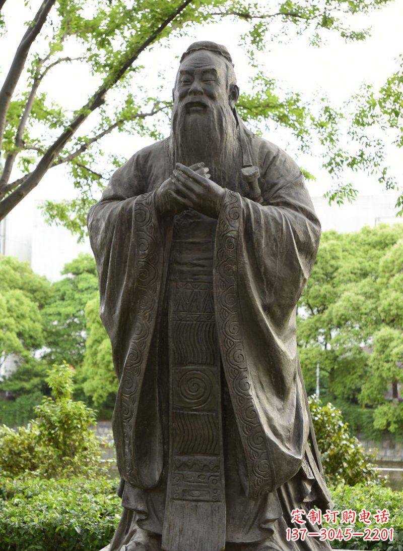 宁波校园孔子行教像铜雕 (2)
