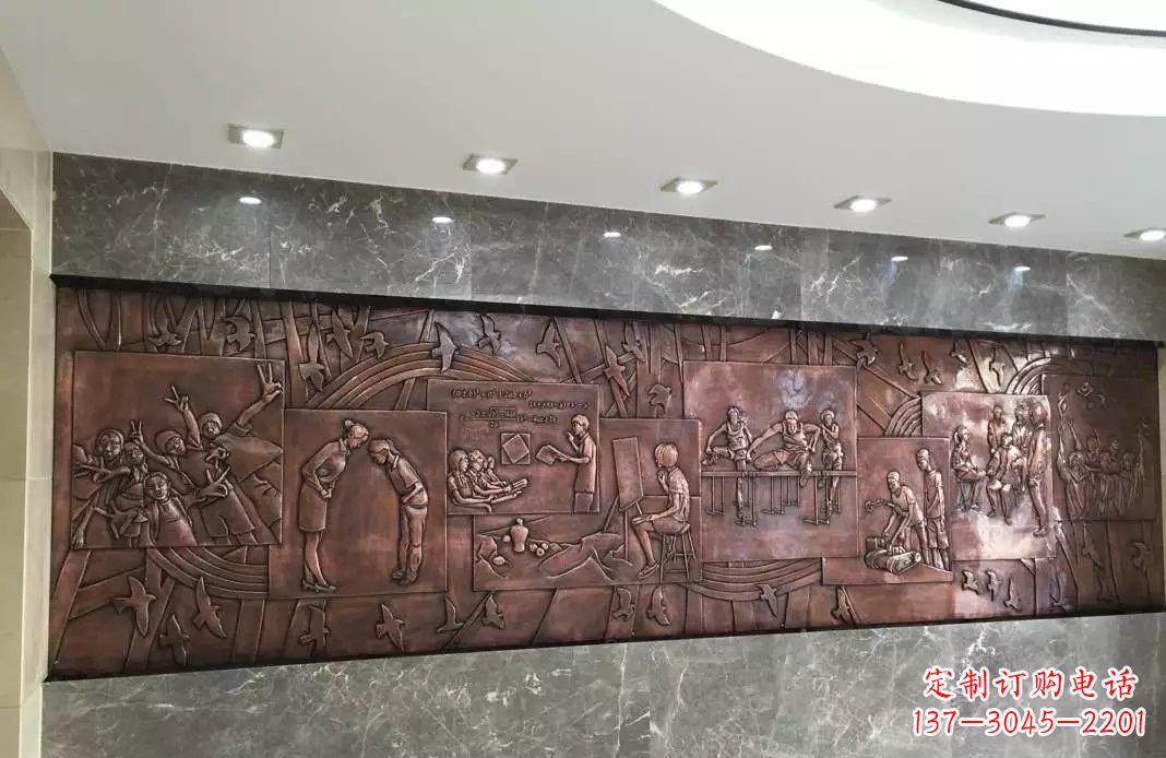 宁波校园老师与学生铜浮雕