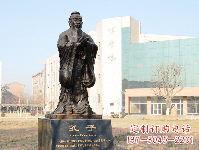 宁波校园名人孔子铜雕 (2)