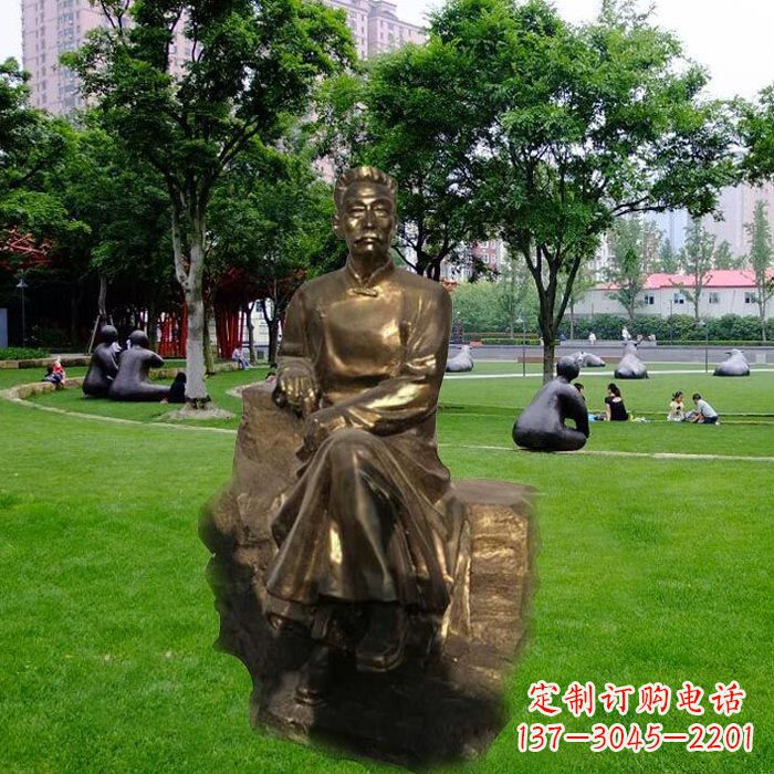 宁波校园名人鲁迅先生玻璃钢仿铜雕像