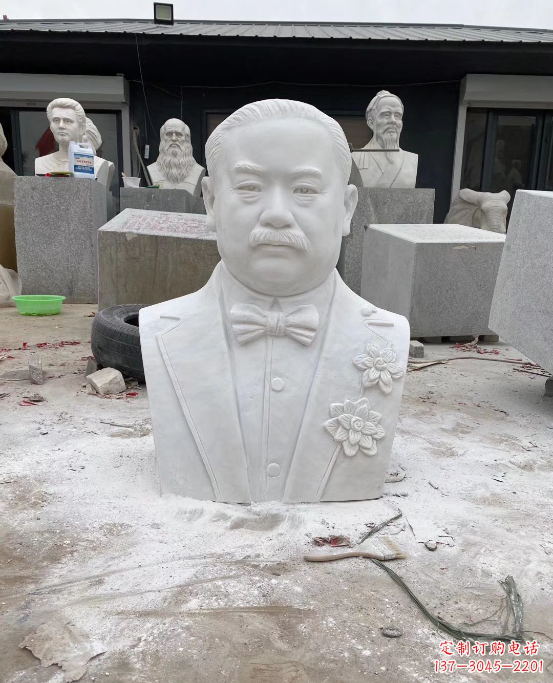 宁波校园名人詹天佑头像石雕