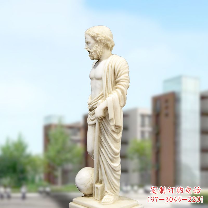 宁波校园名人著名物理学家阿基米德石雕塑像