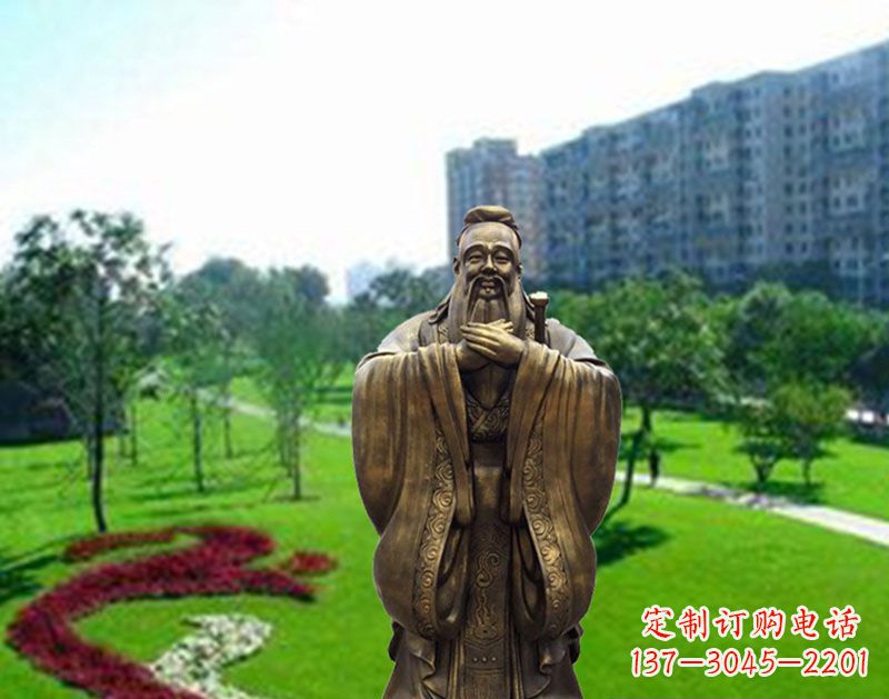 宁波学校孔子行教像铜雕