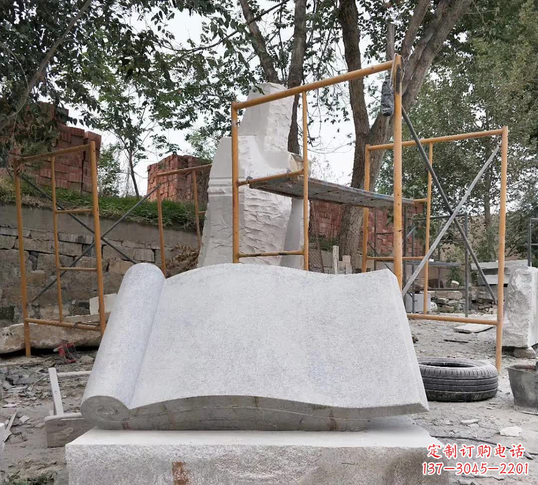 宁波学校无字书籍石雕