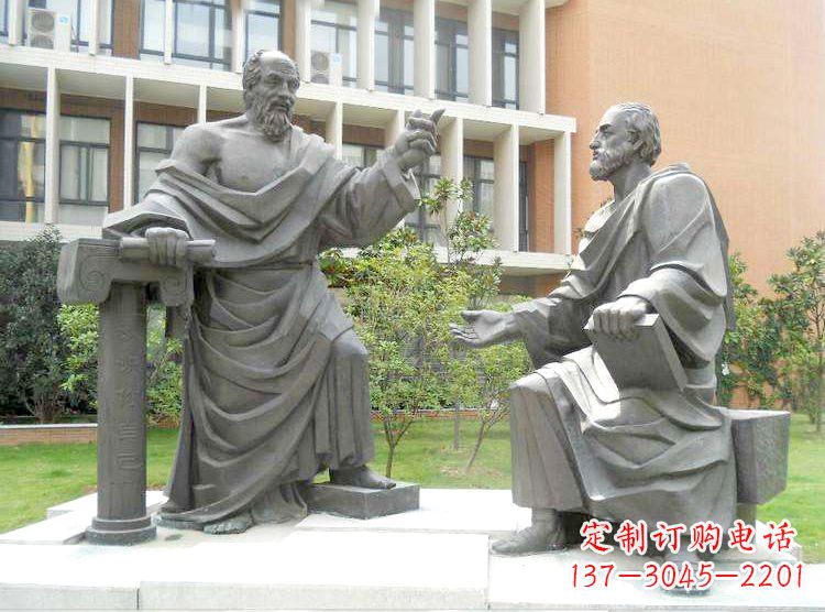 宁波学校校园名人雕塑,苏格拉底校园情景小品雕塑