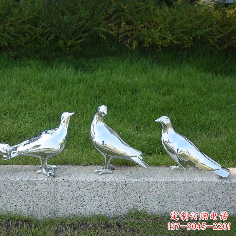 宁波银白色不锈钢电镀鸽子雕塑摆件