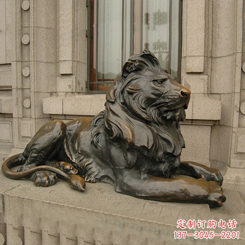 宁波银行大门铜雕港币狮子看门动物雕塑