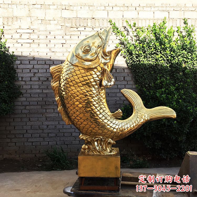 宁波鱼跃景观铜雕-纯铜铸造企业商场动物雕塑摆件