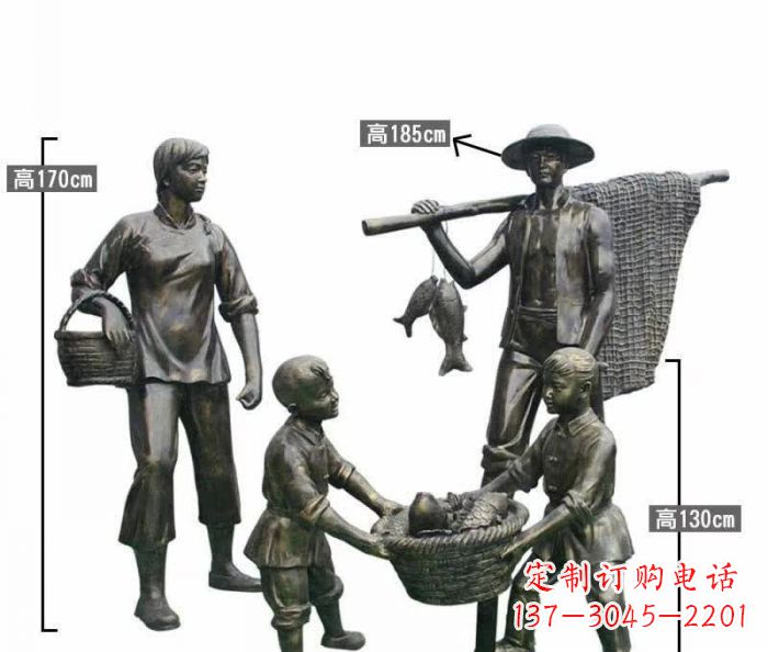 宁波渔夫捕鱼民俗铜雕 (3)