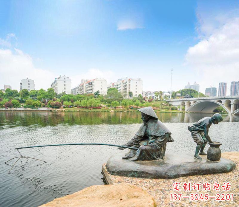 宁波渔翁钓鱼公园景观铜雕