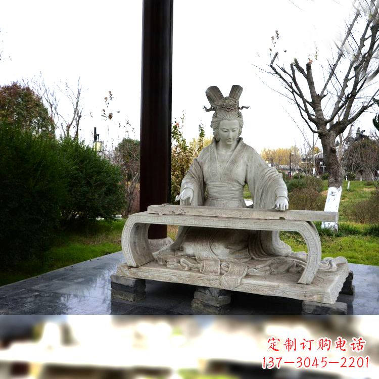 宁波虞姬弹琴雕塑-公园古代人物著名美女情景雕塑
