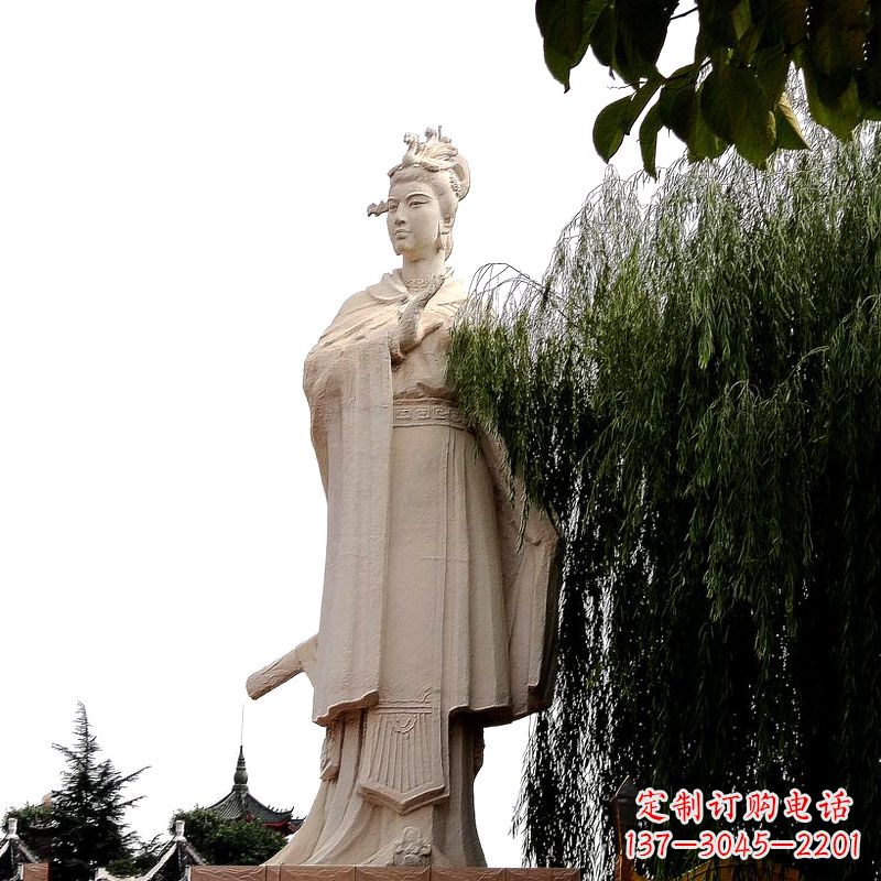 宁波虞姬砂岩石雕-景区园林古代人物著名美女雕像