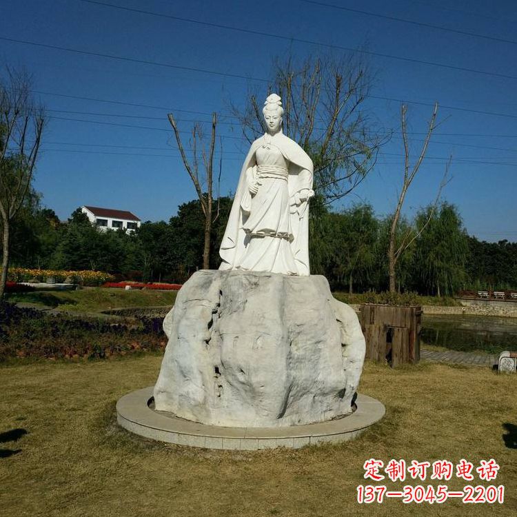 宁波虞姬石雕塑-公园历史名人楚汉时期美女雕像