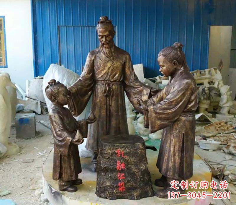 宁波寓言故事孔融让梨人物铜雕