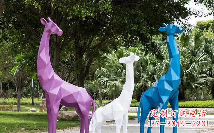 宁波园林不锈钢动物长颈鹿雕塑