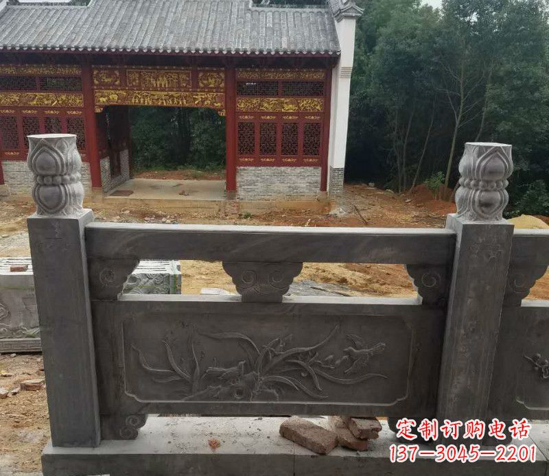 宁波园林仿古兰花石浮雕栏板景观石雕