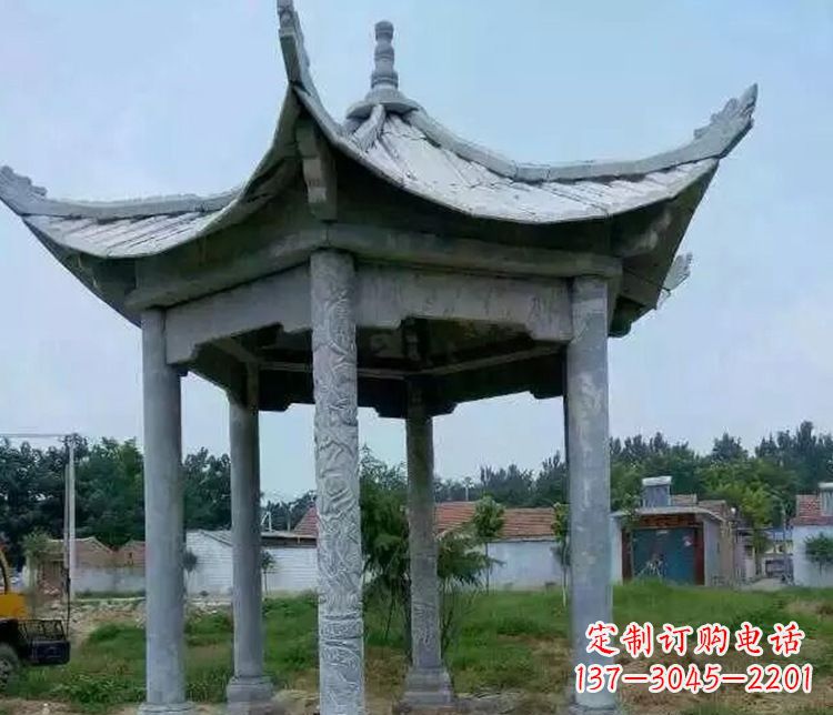 宁波园林仿古六角凉亭景观石雕