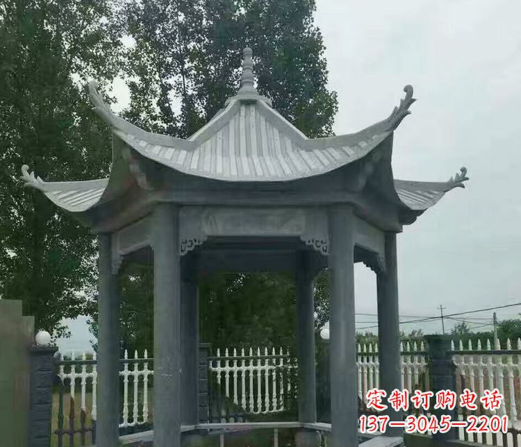 宁波园林仿古石凉亭景观石雕 (2)
