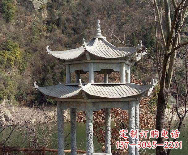 宁波园林仿古双层石雕凉亭
