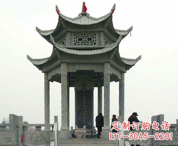 宁波园林仿古双层石凉亭景观石雕