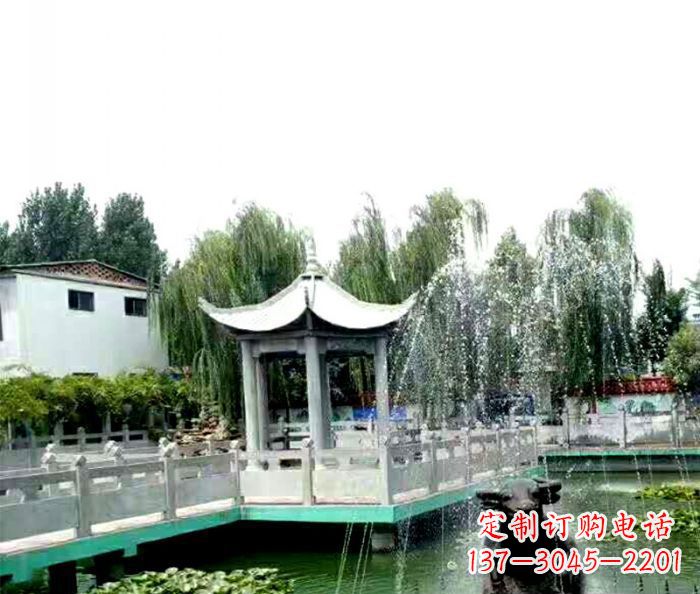 宁波园林景观单层六角石雕凉亭