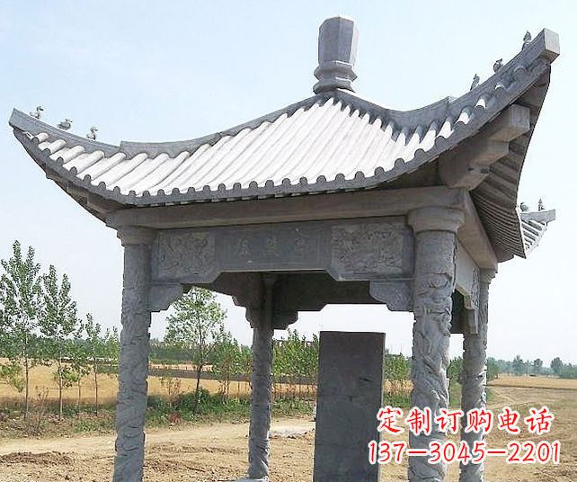 宁波园林景观单层石雕凉亭 (4)