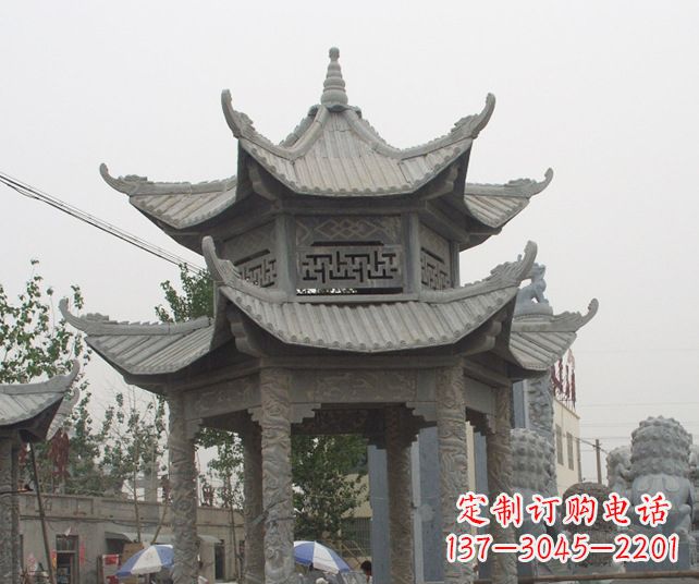 宁波园林景观仿古石雕凉亭 (2)