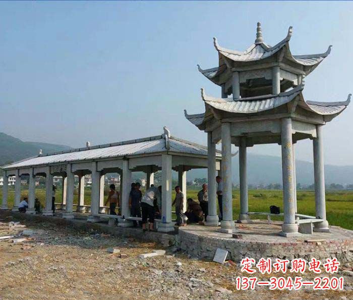 宁波园林景观仿古石雕长廊凉亭