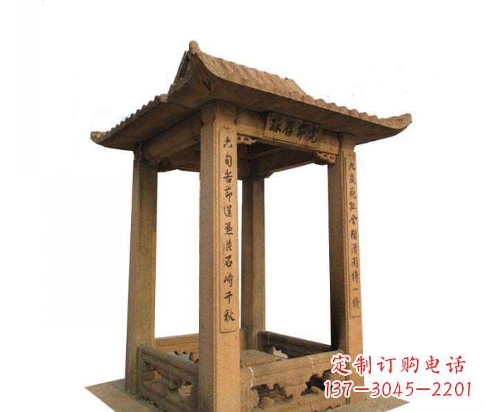 宁波园林景观四角石雕凉亭