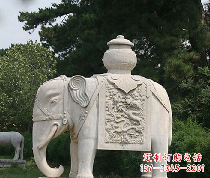 宁波园林景观驮宝大象石雕