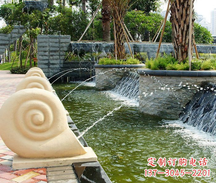 宁波园林景观蜗牛喷泉石雕
