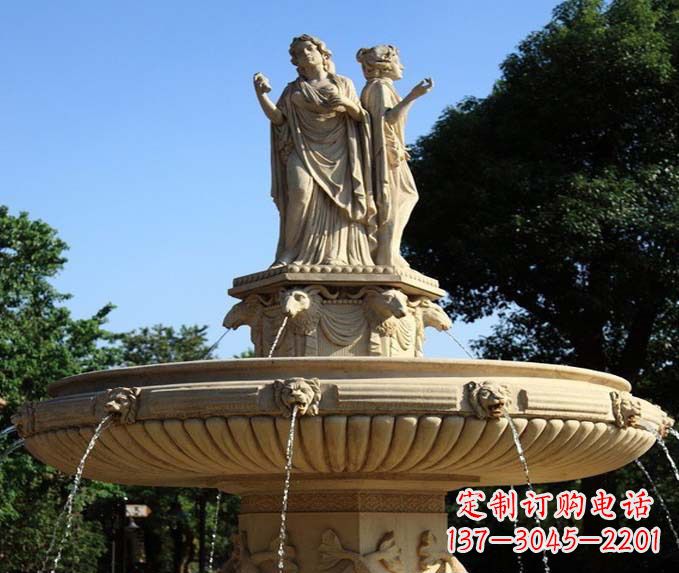 宁波园林景观西方人物喷泉石雕