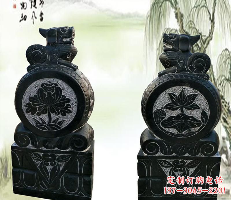 宁波园林貔貅门墩石雕