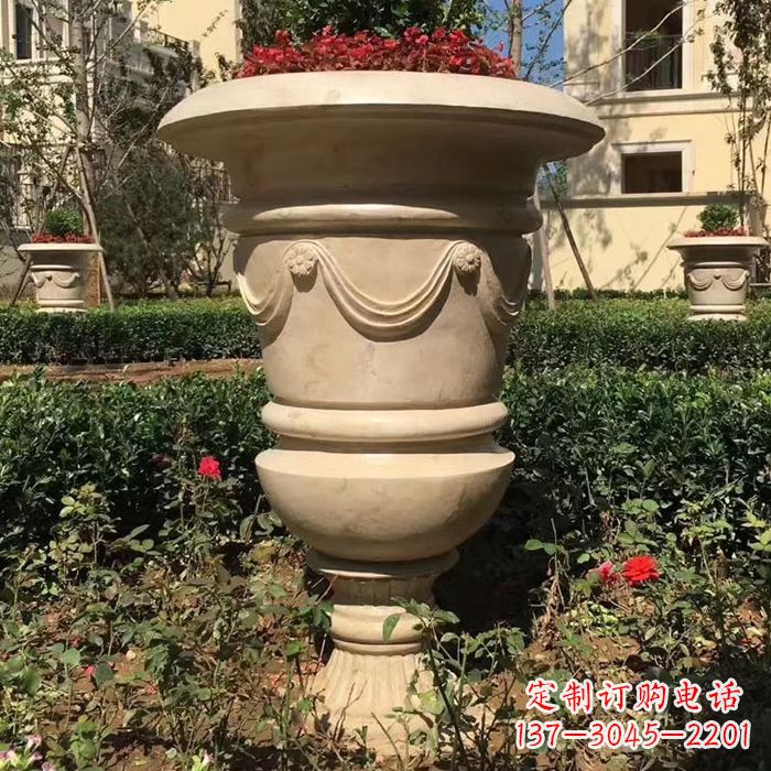 宁波园林砂岩石雕花盆