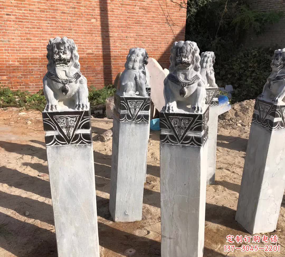 宁波园林石雕狮子拴马桩