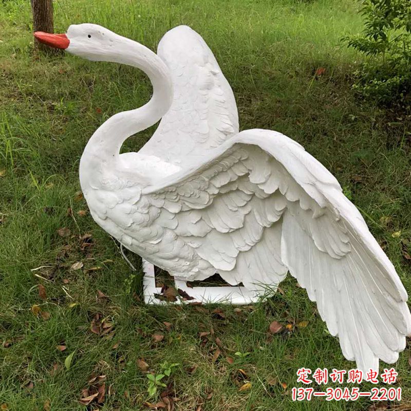 宁波展翅飞翔白天鹅仿真发光动物雕塑